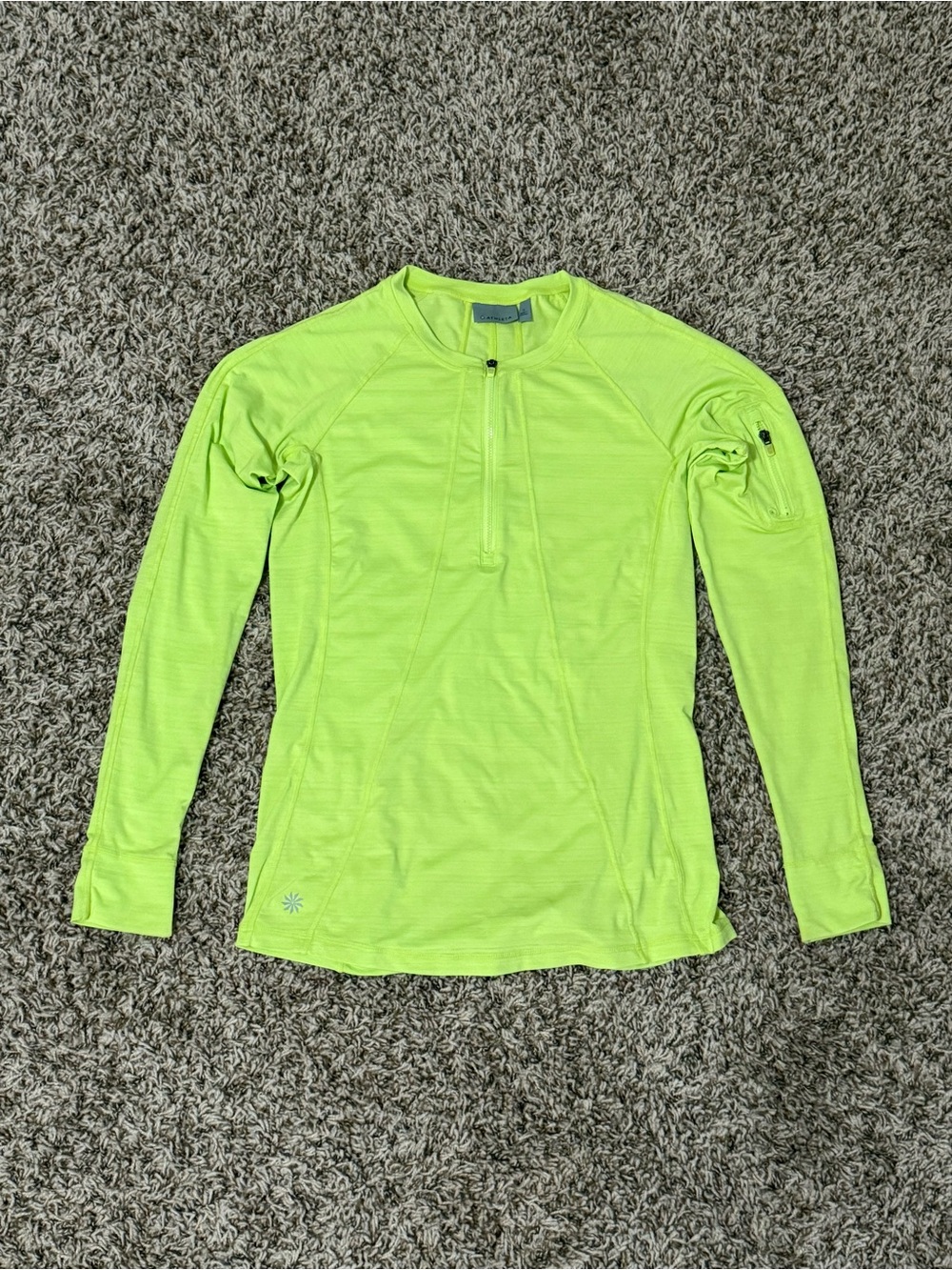 Athleta Neon Lime Zip-Front Performance Top